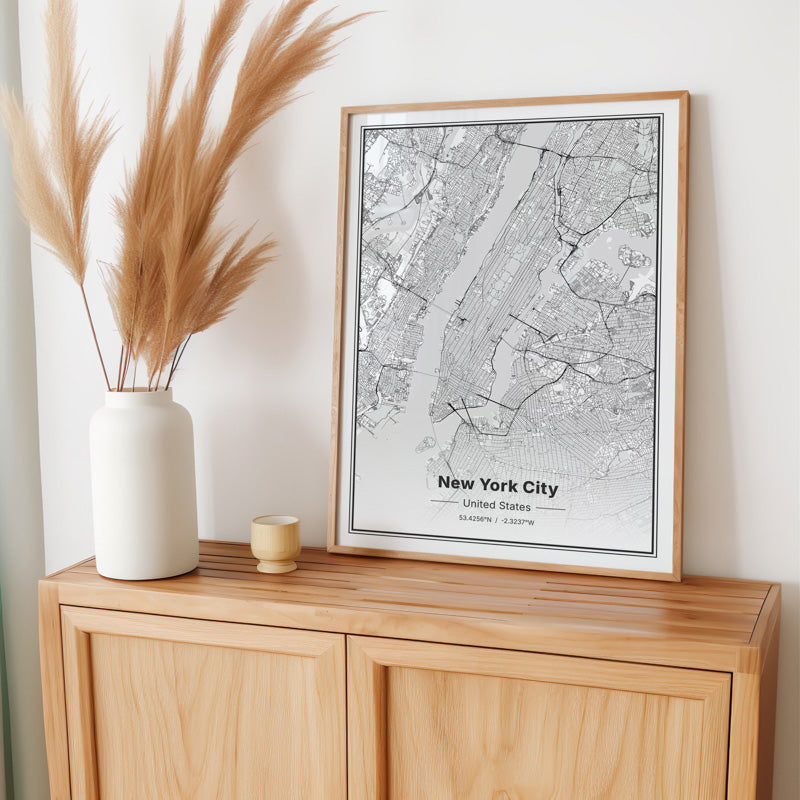 Personalised New York City Map Print - new-york-mono